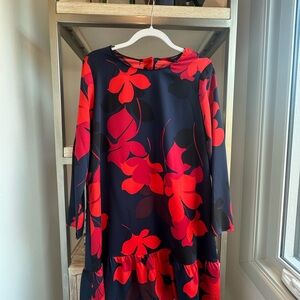 Halogen Red and Navy Printed Dropwaist Shift